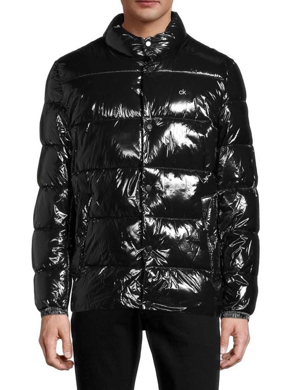 Calvin Klein Men's Shiny Black Puffer Jacket Size Small New with tag